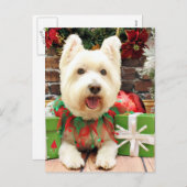Kerstmis - Westie - Lucky Feestdagenkaart (Voorkant / Achterkant)