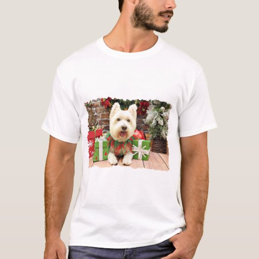 Kerstmis - Westie - Lucky T-shirt (Voorkant)
