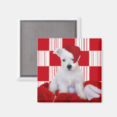 Kerstmis Westie Pup Squares - Vierkante Magneet (Voorkant / Achterkant)