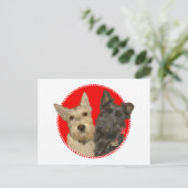 Kerstmis Wheaten & Black Scotties Feestdagenkaart (Staand voorkant)