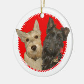 Kerstmis Wheaten & Black Scotties Keramisch Ornament (Links)