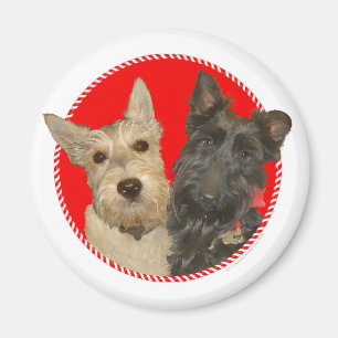 Kerstmis Wheaten & Black Scotties Magneet