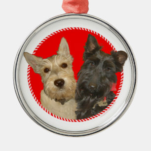 Kerstmis Wheaten & Black Scotties Metalen Ornament