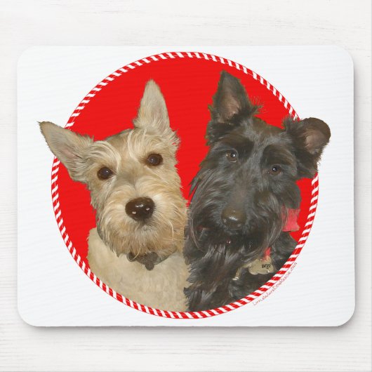 Kerstmis Wheaten & Black Scotties Muismat (Voorkant)