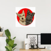 Kerstmis Wheaten & Black Scotties Poster (Thuiskantoor)