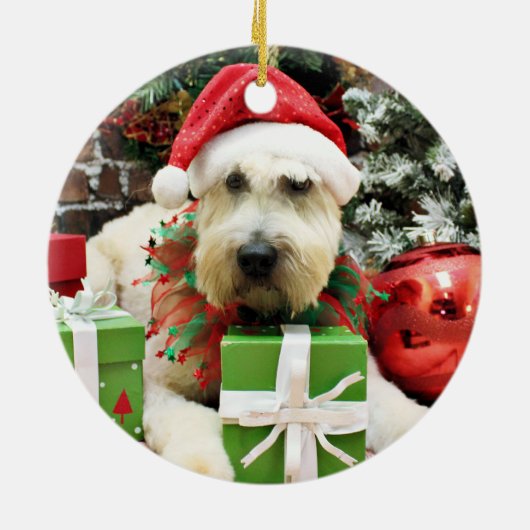 Kerstmis - Wheaten Terrier - Bailey Keramisch Ornament (Achterkant)