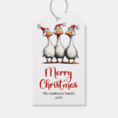 Kerstmis Whimsical Dwaas Ganzen Grappige Cadeaubij Cadeaulabel (Voorkant)
