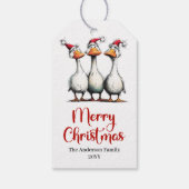 Kerstmis Whimsical Dwaas Ganzen Grappige Cadeaubij Cadeaulabel (Achterkant)