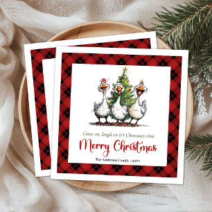 Kerstmis Whimsical Dwaas Ganzen Humor Papieren Ser Servet
