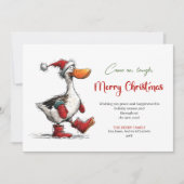 Kerstmis Whimsical Dwaas Ganzen Pret Kerstkaart (Voorkant)