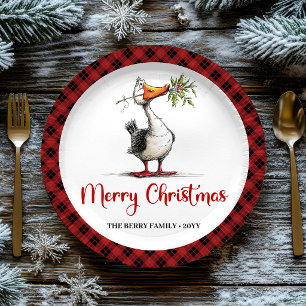 Kerstmis Whimsical Dwaze Gans Grappige Feestborden Papieren Bordje