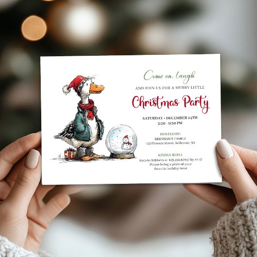 Kerstmis Whimsical Dwaze Gans Speelse Feest   Kaart
