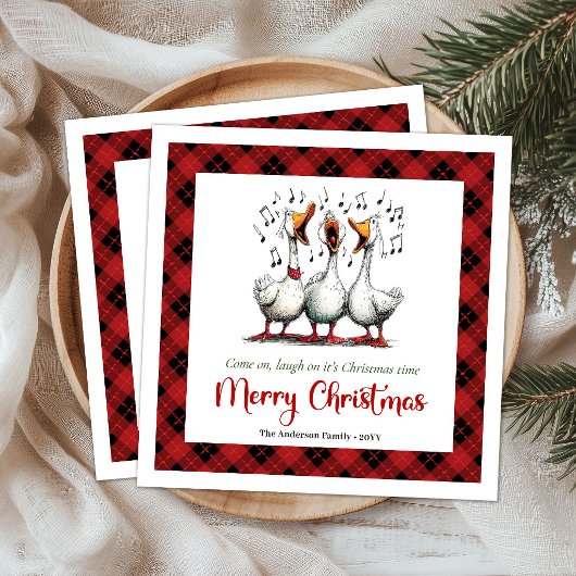 Kerstmis Whimsical Dwaze Ganzen Speelse Servetten