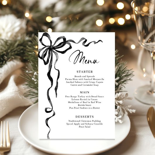 Kerstmis Whimsical Funky Zwarte Boog Dinner Party Menu