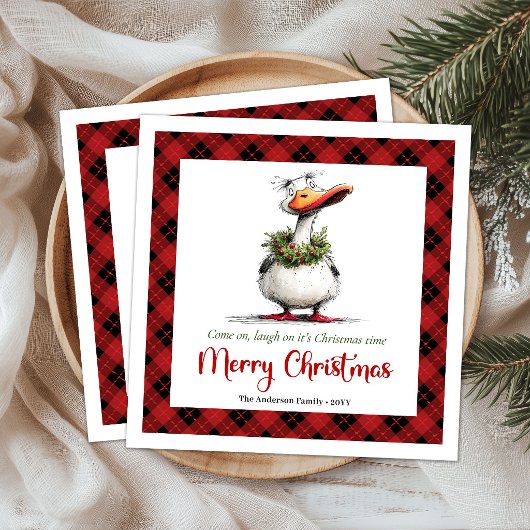 Kerstmis Whimsical Gans Cartoon Grappige Servetten