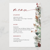 Kerstmis Whimsical Rode Boog Krans Eettafel Feest Menu (Voorkant)