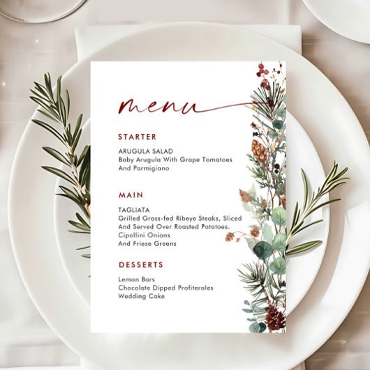 Kerstmis Whimsical Rode Boog Krans Eettafel Feest Menu