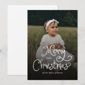 Kerstmis Whimsical Script Baby Foto Feestdagenkaart (Voorkant / Achterkant)
