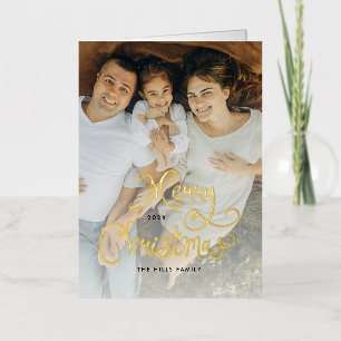 Kerstmis Whimsical Script Familie 12 Foto's Folie Wenskaart