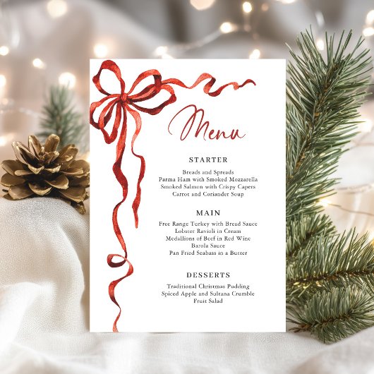 Kerstmis Whimsiek Funky Rode Boog Dinerfeest Menu