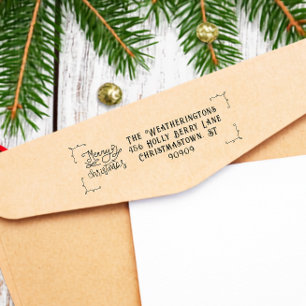 Kerstmis Whimsiek Retouradres Rubber Rubberstempel