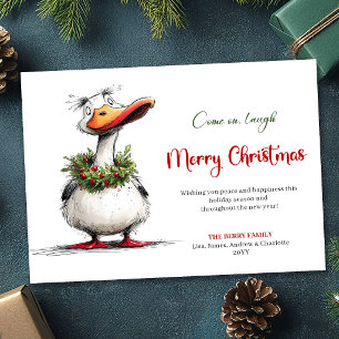 Kerstmis Whimsieke Gans Cartoon Grappige Groet Feestdagenkaart