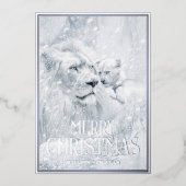 Kerstmis, White Lion Father & Son op Ice - Folie Feestdagenkaart (Voorkant)