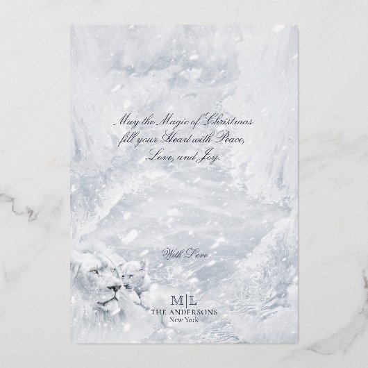 Kerstmis, White Lion Father & Son op Ice - Folie Feestdagenkaart (Achterkant)