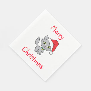 Kerstmis/White Standard Luncheon Napkin/Kitten Servetten