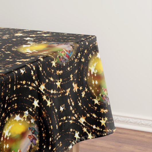 Kerstmis Wieg Nativiteit Scene Baubles Star Patroo Tafelkleed (Voorbeeld)