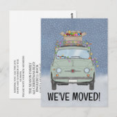Kerstmis Wij zijn verhuisd Groene auto met lichten Briefkaart (Voorkant / Achterkant)