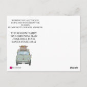 Kerstmis Wij zijn verhuisd Groene auto met lichten Briefkaart (Achterkant)