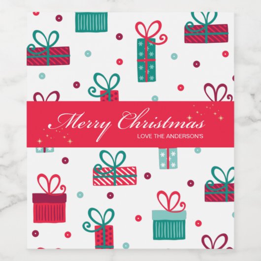 Kerstmis Wijn Etiket (Enkel label)