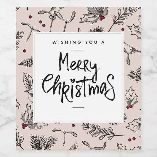Kerstmis Wijn Etiket (Enkel label)