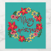 Kerstmis, wijngaard, etiket met wijnflesje (Enkel label)