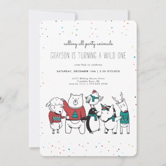 Kerstmis Wild One Party Animal Invitation (Voorkant)