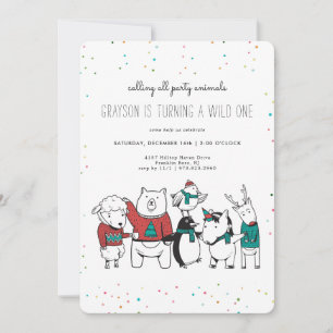Kerstmis Wild One Party Animal Invitation