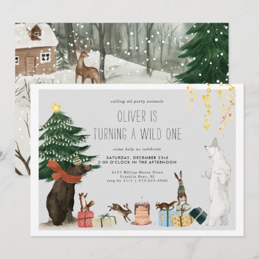Kerstmis Wild One Party Animal Invitation (Voorkant / Achterkant)