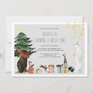 Kerstmis Wild One Party Animal Invitation