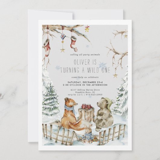 Kerstmis Wild One Party Animal Invitation (Voorkant)