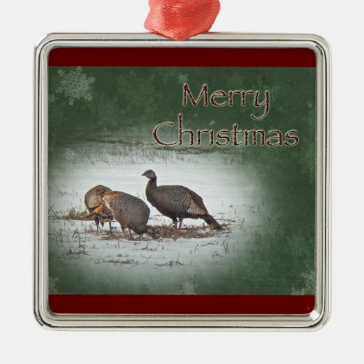 Kerstmis Wild Turkey in Snowy Field Metalen Ornament (Voorkant)