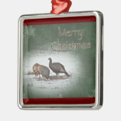 Kerstmis Wild Turkey in Snowy Field Metalen Ornament (Links)
