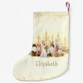 Kerstmis Wilde Dieren Bruine Waterverf Custom Kleine Kerstsok (Achterkant)