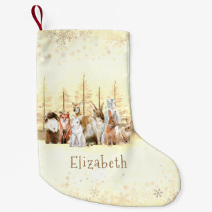 Kerstmis Wilde Dieren Bruine Waterverf Custom Kleine Kerstsok