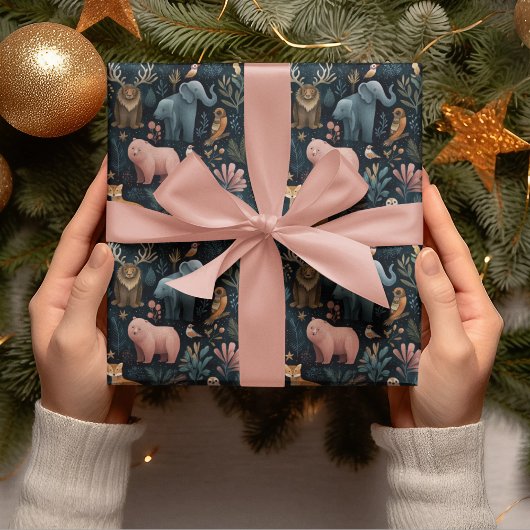 Kerstmis Wilde Dieren Inpakpapier