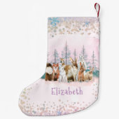 Kerstmis Wilde Dieren Kleurrijke Waterverf Custom Kleine Kerstsok (Achterkant)