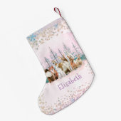 Kerstmis Wilde Dieren Kleurrijke Waterverf Custom Kleine Kerstsok (Achterkant (Hangend))