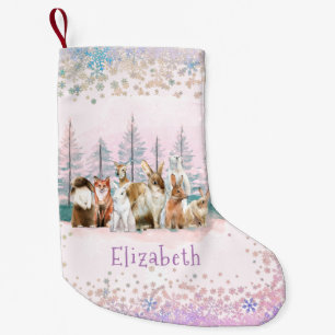 Kerstmis Wilde Dieren Kleurrijke Waterverf Custom Kleine Kerstsok