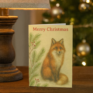 Kerstmis Wilde Natuur Rode Vos Vakantie  Feestdagen Kaart