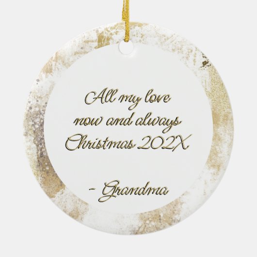 Kerstmis Wings Music Gold Religious Child Keramisch Ornament (Achterkant)